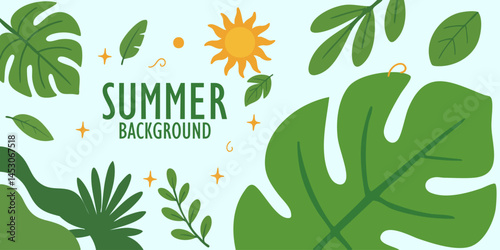 A fun summer themed abstract vector illustration with natural green color domination