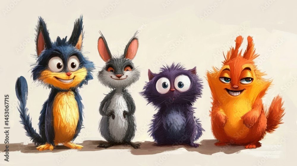 Fototapeta premium Cute cartoon animals (51)