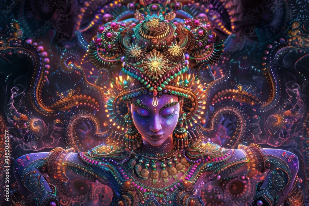 Naklejka premium vibrant visuals showcases abstract and conceptual artworks, ranging from glowing surreal portraits to symbolic nature inspired compositions.