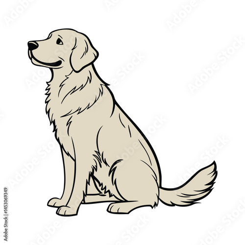 Golden retriever sitting upright international dog day vector illustration