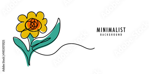 Floral vector background with abstract art. Luxurious wallpaper with leaves, flowers, trees, in bright pleasant colors. Minimalist design for text, packaging, prints, wall decor.