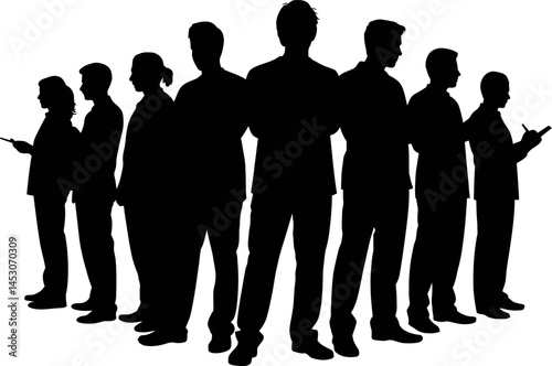 Silhouettes of Business Team – Professional Teamwork and Corporate Group Vector Design


