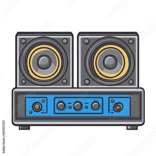 In modern flat design, the Sound System Icon is shown on a white background