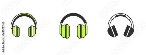 The modern pack includes icons of ear muffs in green and black colors