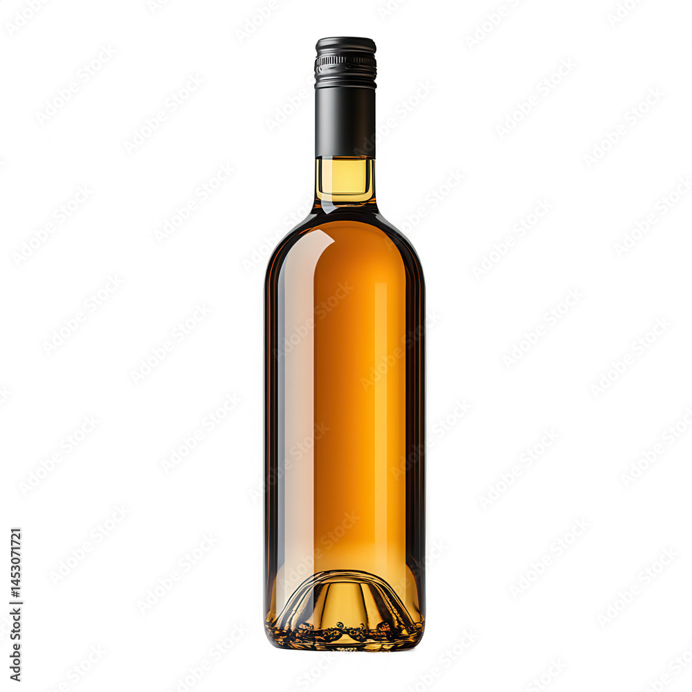Fototapeta premium Stock photo of whiskey bottle isolated on black background product shot on transparent background