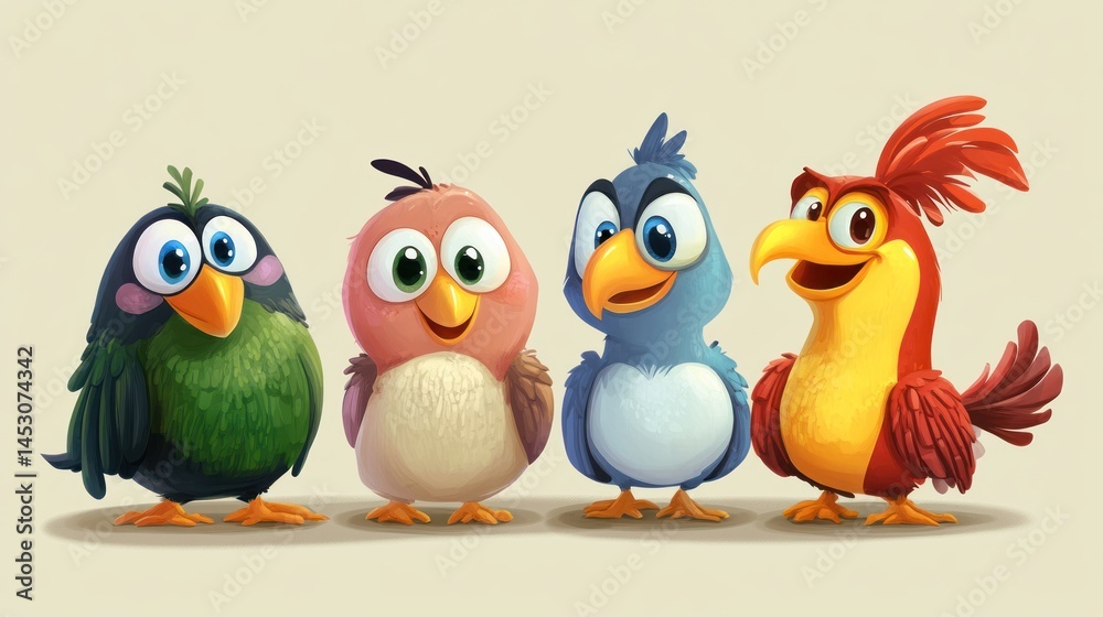Cute cartoon birds in a row (1) Cute cartoon birds in a row (1)