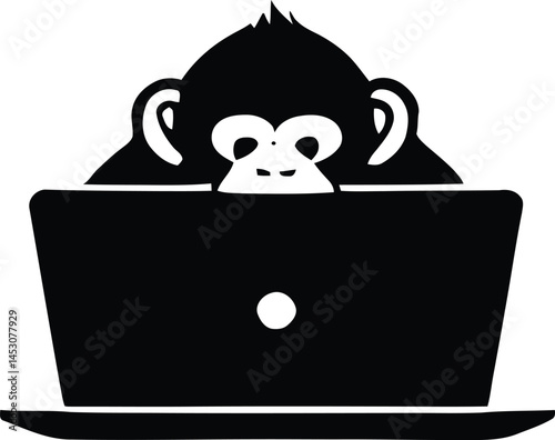 Creative Monkey Laptop - Minimalist Logo Concept for Tech Startups and Apps