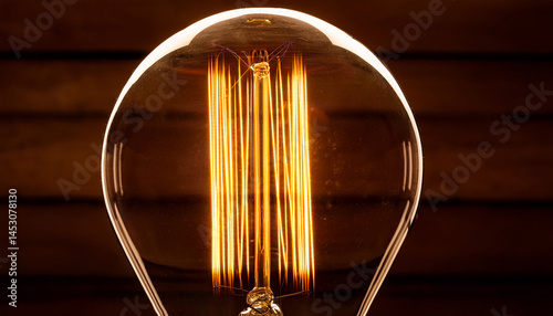 glowing filament inside a vintage incandescent bulb
