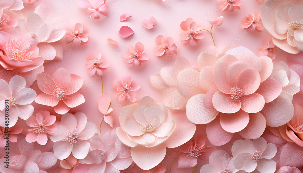Obraz premium pink floral background texture soft pastel colors beautiful flower illustration love of spring romantic wallpaper