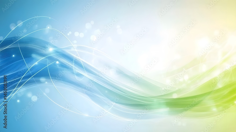 Fototapeta premium Abstract Blue Green Flowing Waves Background Design