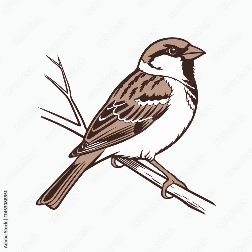 Obraz premium house sparrow bird silhouette vector