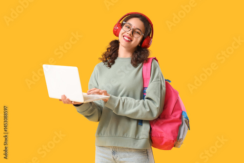 Female Indian student in he...