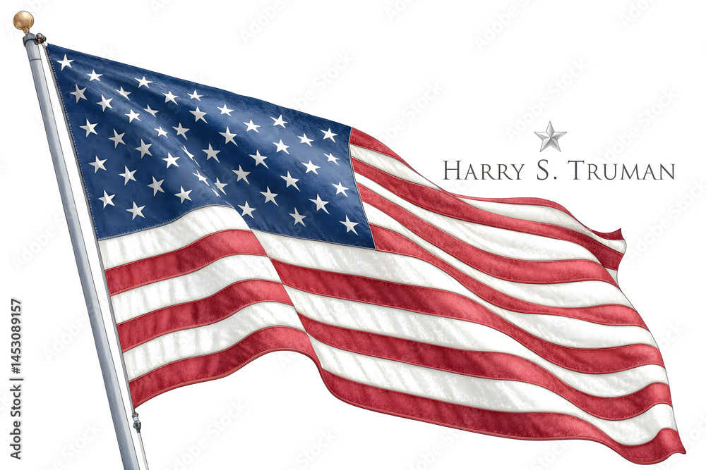 Fototapeta premium Patriotic Truman Tribute with Waving American Flag