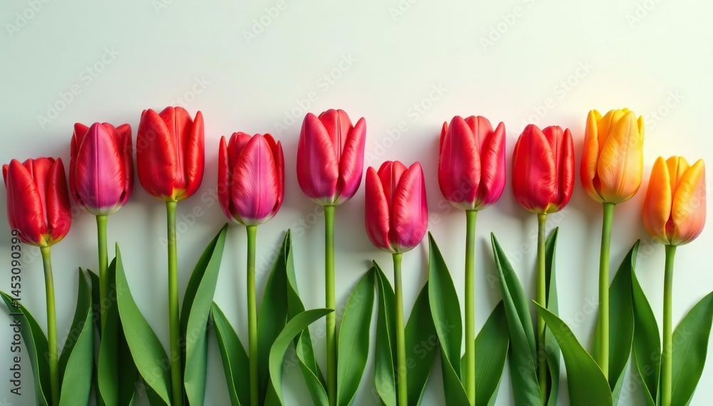 Obraz premium Bold, stylized tulips arranged in square blocks , contemporary, geometric
