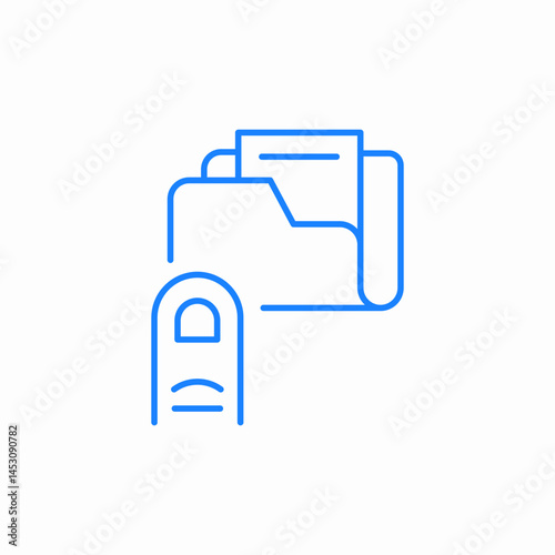 finger touching folder with paper inside file icon sign vector