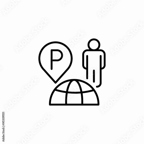 geolocation pin with p letter human silhouette and map fragment icon sign vector