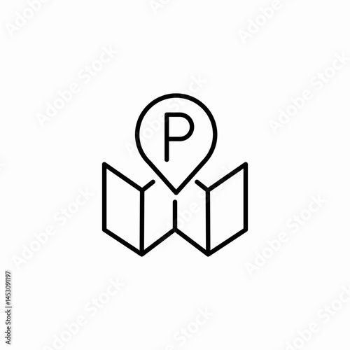 geolocation pin with p letter parking spot search on map icon sign vector