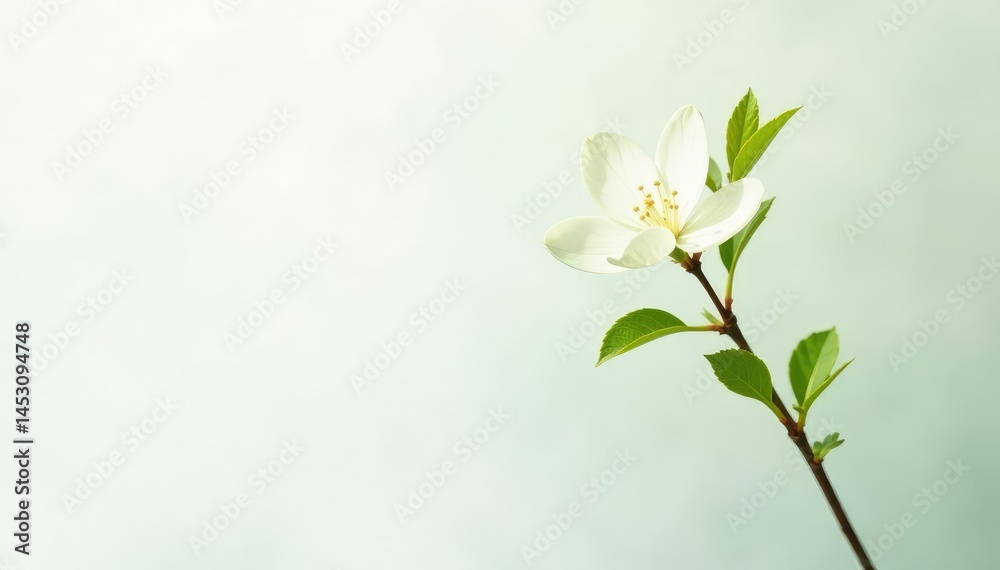 Obraz premium Single, delicate sapling against pure white backdrop, macro, rural, young