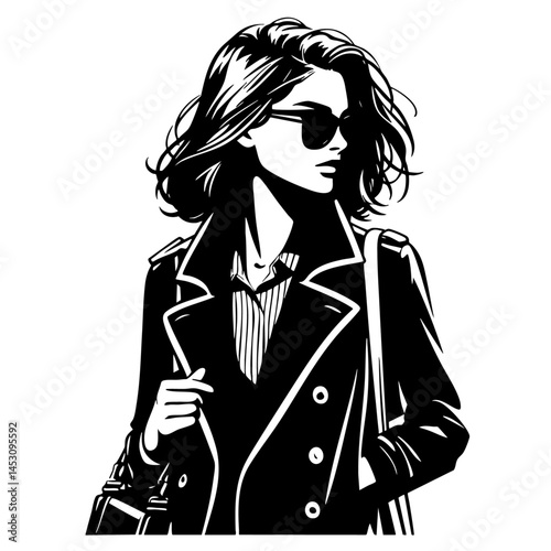 通勤途中の女性のイラスト