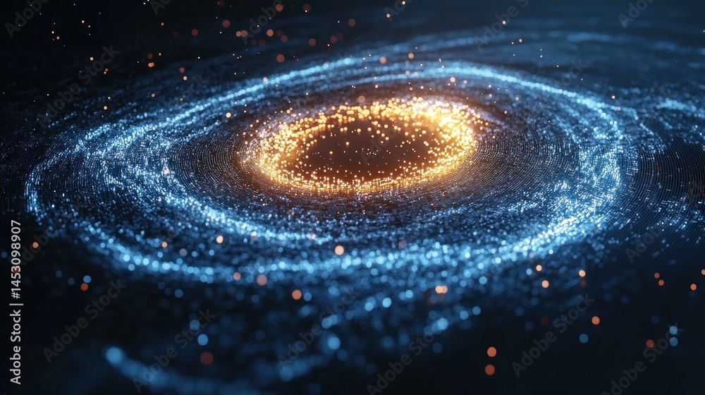 Fototapeta premium Swirling cosmic dust around a bright, golden core
