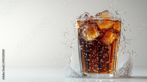 Obraz na płótnie Refreshing cola drink with ice and splashing w salonie