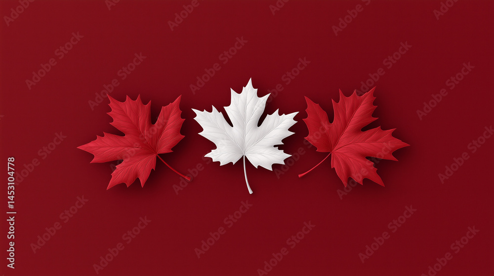 Obraz premium Canada Maple Leaf Symbol on Red Background for Canada Day Celebration