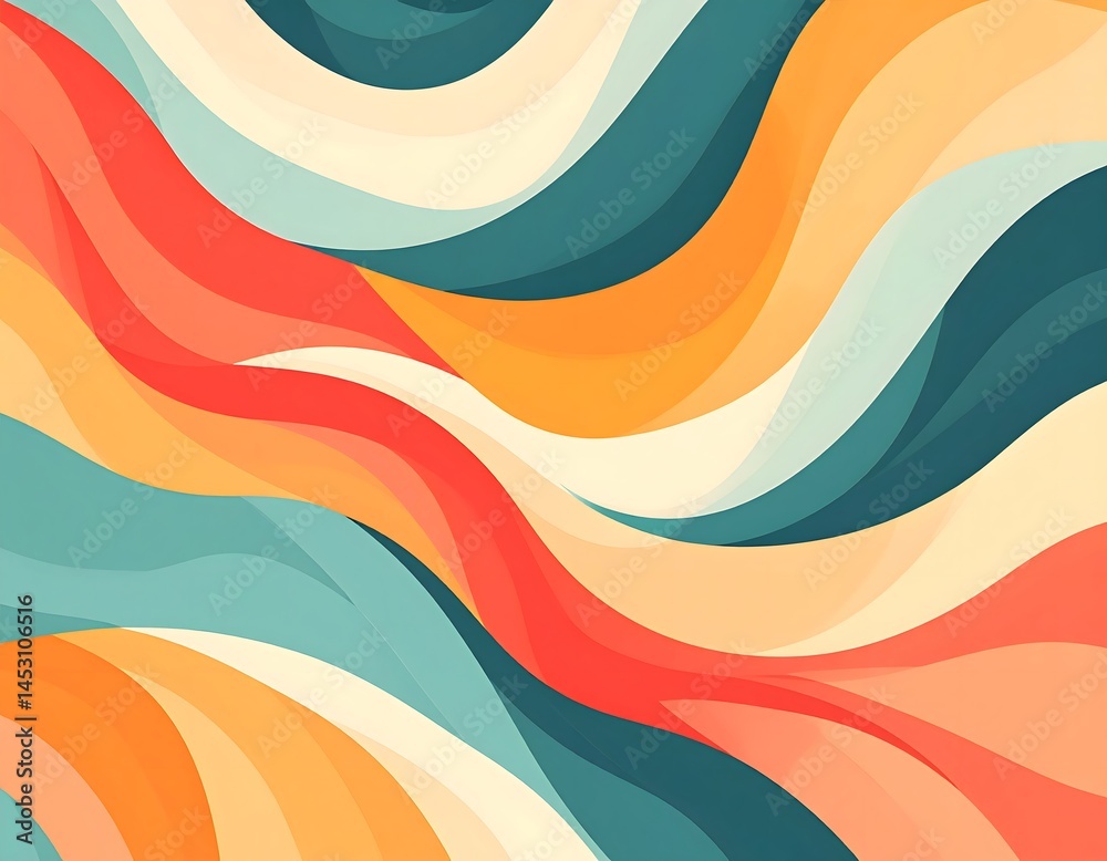 Fototapeta premium Colorful Abstract Wavy Background with Smooth Flowing Curves
