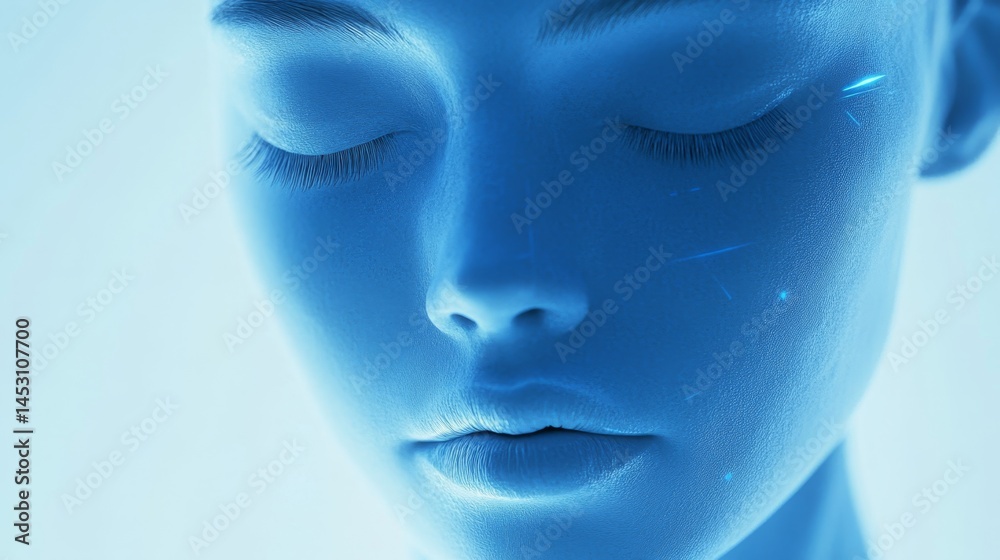 Digital art depicting a relaxed, closed-eye profile Digital art depicting a relaxed, closed-eye profile