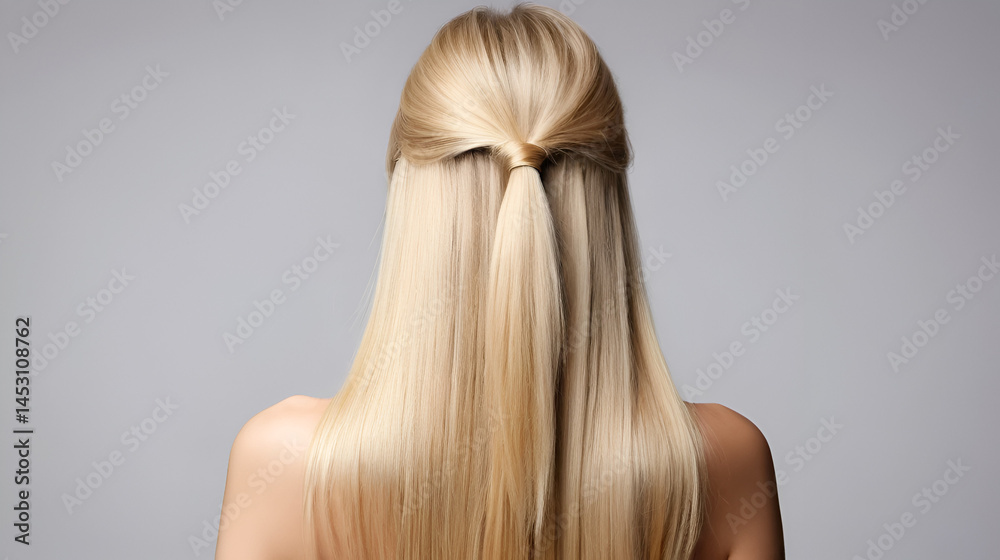 Naklejka premium beautiful blond hair woman. Back of girl with Healthy hair