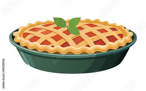 bowl of apple pie dessert - vector illustration