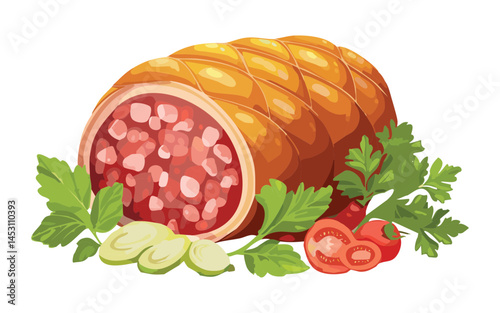 meat rolls food - vector illustration