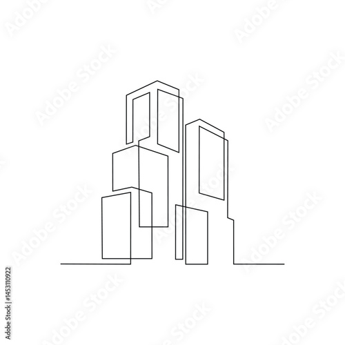 One continuous line design vector drawing illustration business concept of a Symbolizes building success with strong foundations and gradual value addition. Suitable for your asset design.