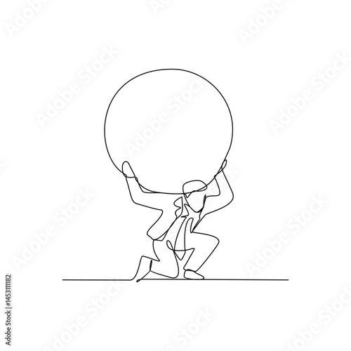 One continuous line design vector drawing illustration business concept of a Describes the balance of various aspects of business (finance, HR, marketing, operations) for sustainable success.