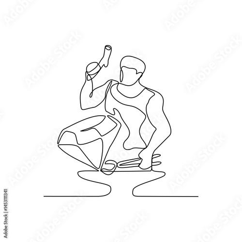 One continuous line design vector drawing illustration business concept of a Illustrates how pressure and challenges can turn an ordinary idea into a valuable success. Suitable for your asset design.