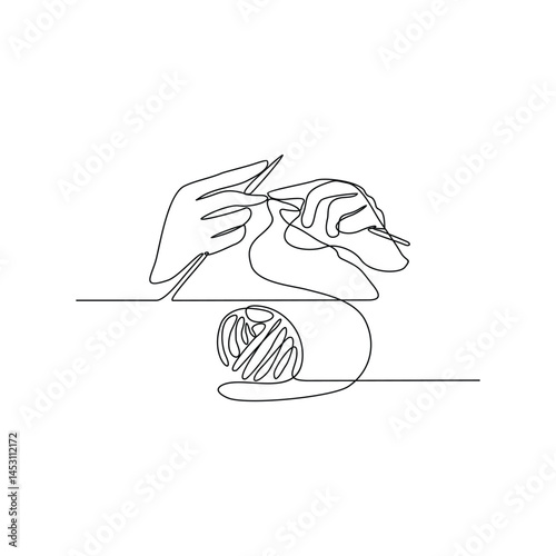 One continuous line vector drawing illustration teamwork  concept of a Illustrates how different skills and perspectives interweave into a beautiful work. Suitable for your asset design