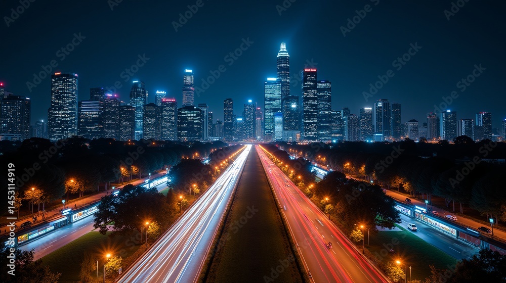 Obraz premium City Lights: The Urban Nightlife Symphony