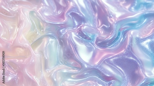 Obraz na płótnie A colorful, flowing fabric with a shiny, glittery texture. The colors are bright and vibrant, creating a sense of energy and excitement. The fabric appears to be made of a synthetic material w salonie
