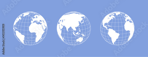 World globe earth vector icon. Global planet map america asia world earth travel concept illustration