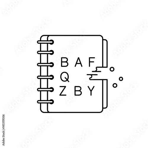 Fading Notebook with Missing Letters Representing Memory Loss  