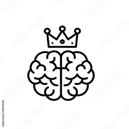 Brain crowned in minimalistic style represents narcissism  