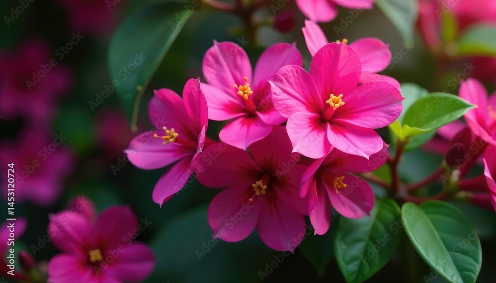 Bold fuchsia flower clusters, repeating motif, vector, wallpaper Bold fuchsia flower clusters, repeating motif, vector, wallpaper