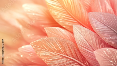 Peachy Keen: A Close-Up of Delicate, Glittering Leaves