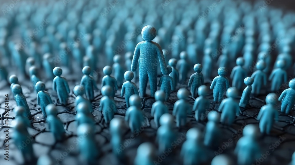 Obraz premium A group of figures with a central pair standing out.