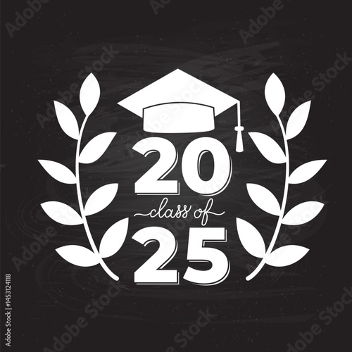 Obraz na płótnie Class of 2025 lettering on chalkboard background. Congratulations to graduates banner. Vector template for greeting card, typography poster invitation, label, etc. w salonie
