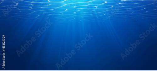 Underwater scene deep blue ocean nature background. Underwater aquatic abstract blue marine