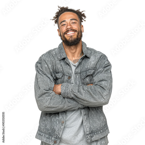 Relaxed smiling man graphic suits modern social campaigns
