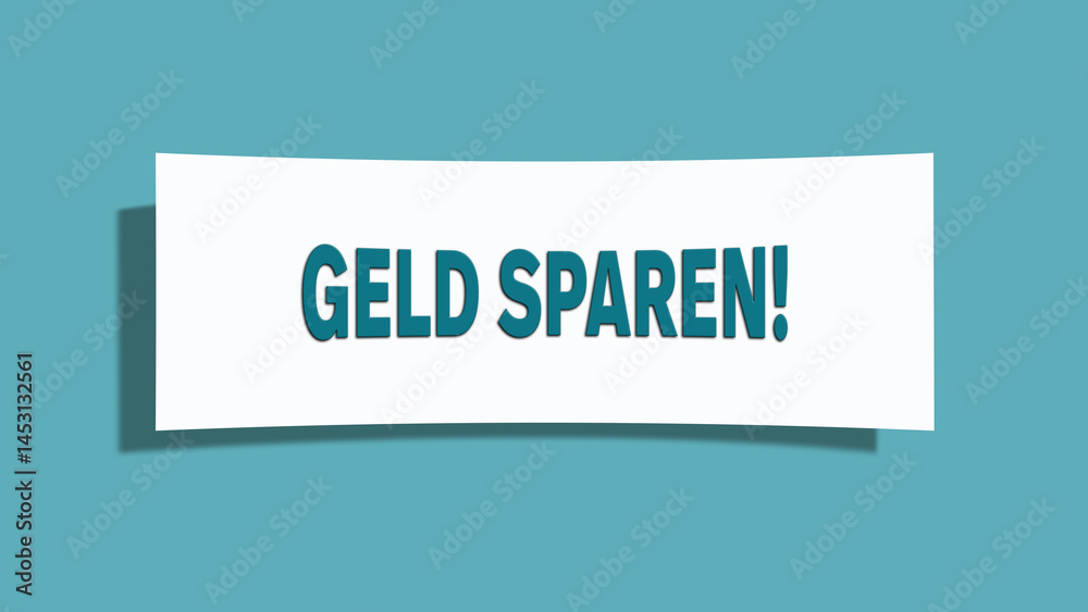 Geld sparen (save money) - A card isolated on light green background. Geld sparen (save money) - A card isolated on light green background.