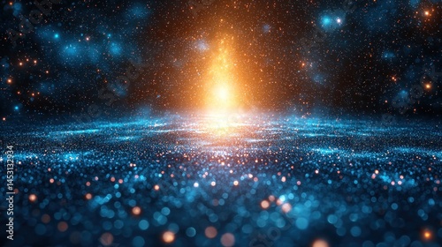 Cosmic Ocean: A Celestial Canvas of Blue and Gold