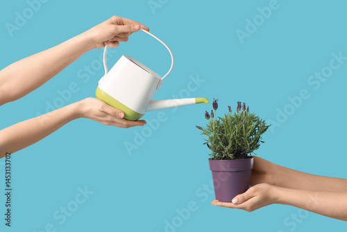 Female hands holding pot wi...