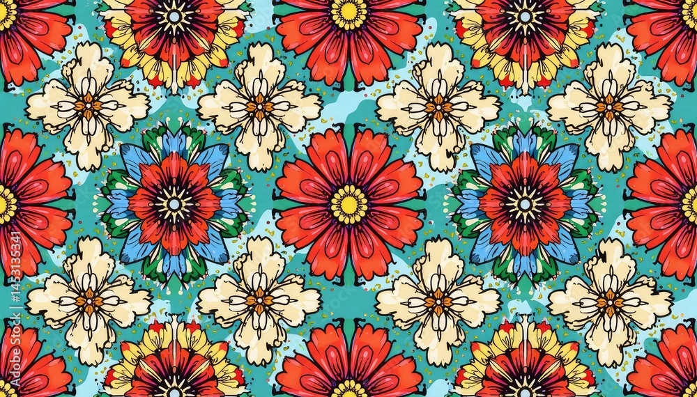 Intricate line art floral pattern, geometric arrangement, seamless tile , illustration, geometric Intricate line art floral pattern, geometric arrangement, seamless tile , illustration, geometric